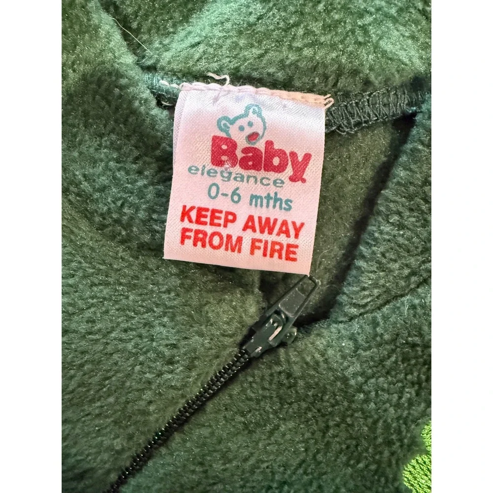 Vintage 80s Baby Fleece sleeper St Patricks Day Irish Clover‎ Green 0-3M
